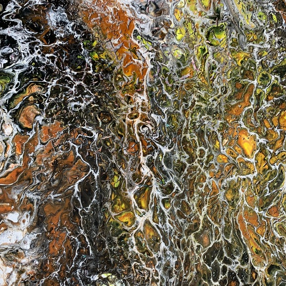 Original Artwork Canvas Painting Peace Brown Yellow Black 16 x 12 - Picture 5 of 11